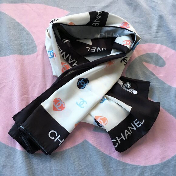 Chanel Logo Print Square Scarf - Picture 1 of 6